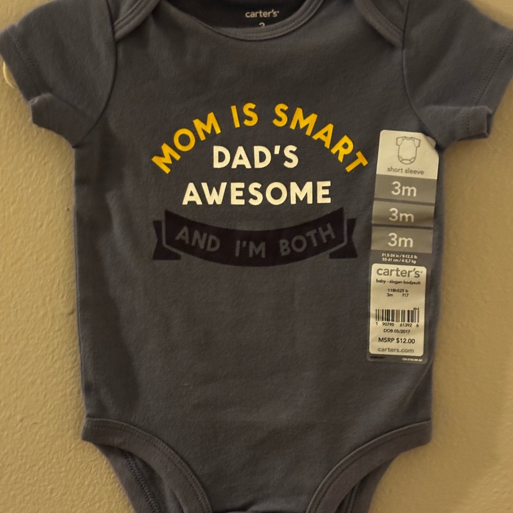NWT Carter's Dark Gray Bodysuit
